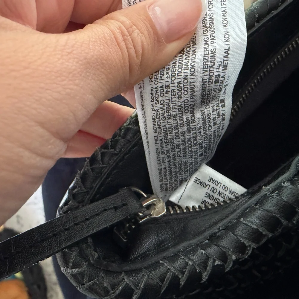 Mango Woven Leather Tote Bag - Black - Picture 3 of 3